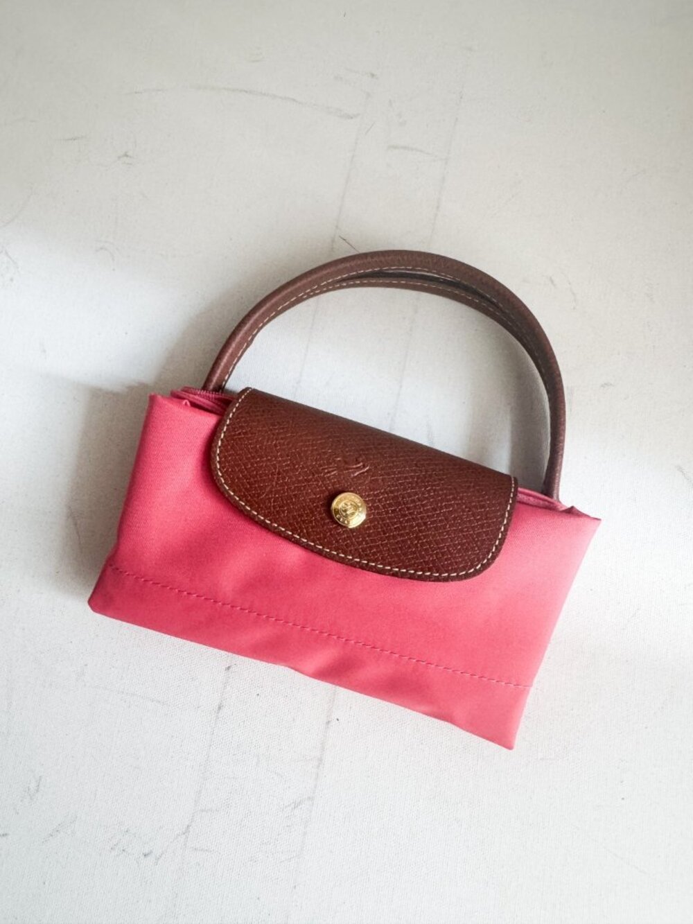 Longchamp Top Handle Bag LE PLIAGE Nylon/Leather GRENADINE Size S NEW - Picture 2 of 10